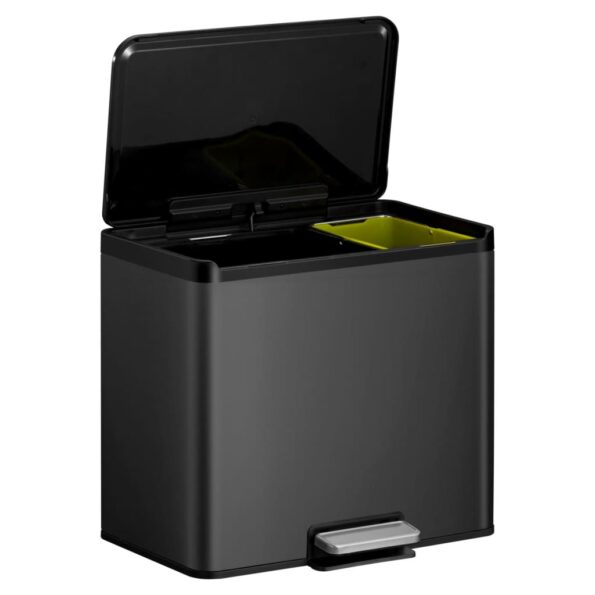EKO Pedálový odpadkový kôš Essential 20+9 l, čierny – Obrázok 4