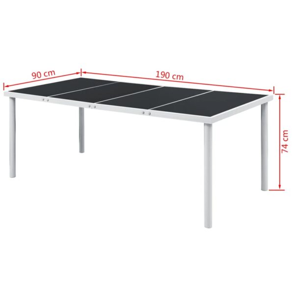 vidaXL Záhradný stôl 190x90x74 cm, čierny, oceľ – Obrázok 3