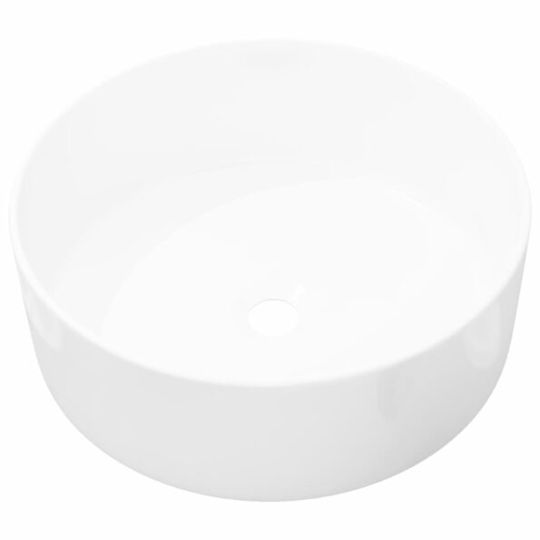 vidaXL Okrúhle keramické umývadlo, biele, 40x15 cm – Obrázok 2