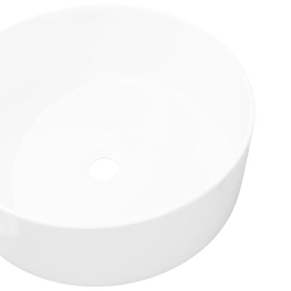 vidaXL Okrúhle keramické umývadlo, biele, 40x15 cm – Obrázok 4