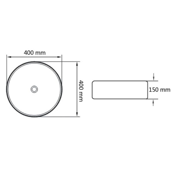 vidaXL Okrúhle keramické umývadlo, biele, 40x15 cm – Obrázok 6