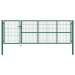 vidaXL Záhradná brána so stĺpikmi 350x100 cm oceľovo zelená
