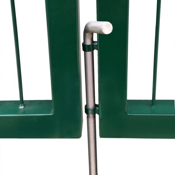vidaXL Záhradná brána so stĺpikmi 350x100 cm oceľovo zelená – Obrázok 4