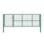 vidaXL Záhradná brána so stĺpikmi 350x100 cm oceľovo zelená – Obrázok 5