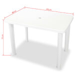 vidaXL Záhradný stôl, biely 101x68x72 cm, plast – Obrázok 5