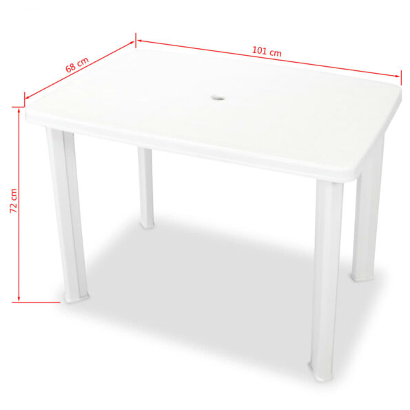 vidaXL Záhradný stôl, biely 101x68x72 cm, plast – Obrázok 5
