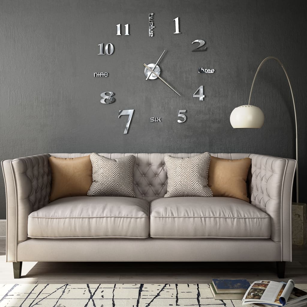 VXL8718475589877_m_en_hd_1.jpg vidaXL 3D nástenné hodiny s moderným dizajnom 100 cm XXL strieborné – Obrázok 1