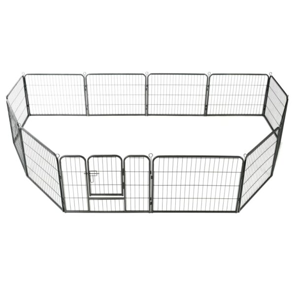 vidaXL Ohrádka pre psy, 12 panelov, oceľ 80x60 cm, čierna – Obrázok 3