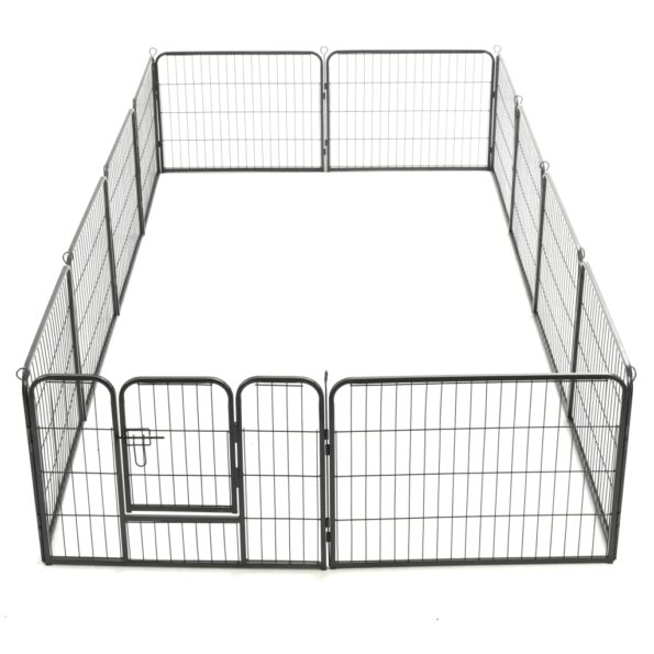 vidaXL Ohrádka pre psy, 12 panelov, oceľ 80x60 cm, čierna – Obrázok 7