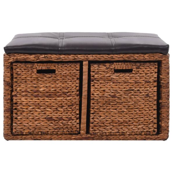 vidaXL Lavica s 2 košíkmi z morskej trávy 71x40x42 cm hnedá – Obrázok 3