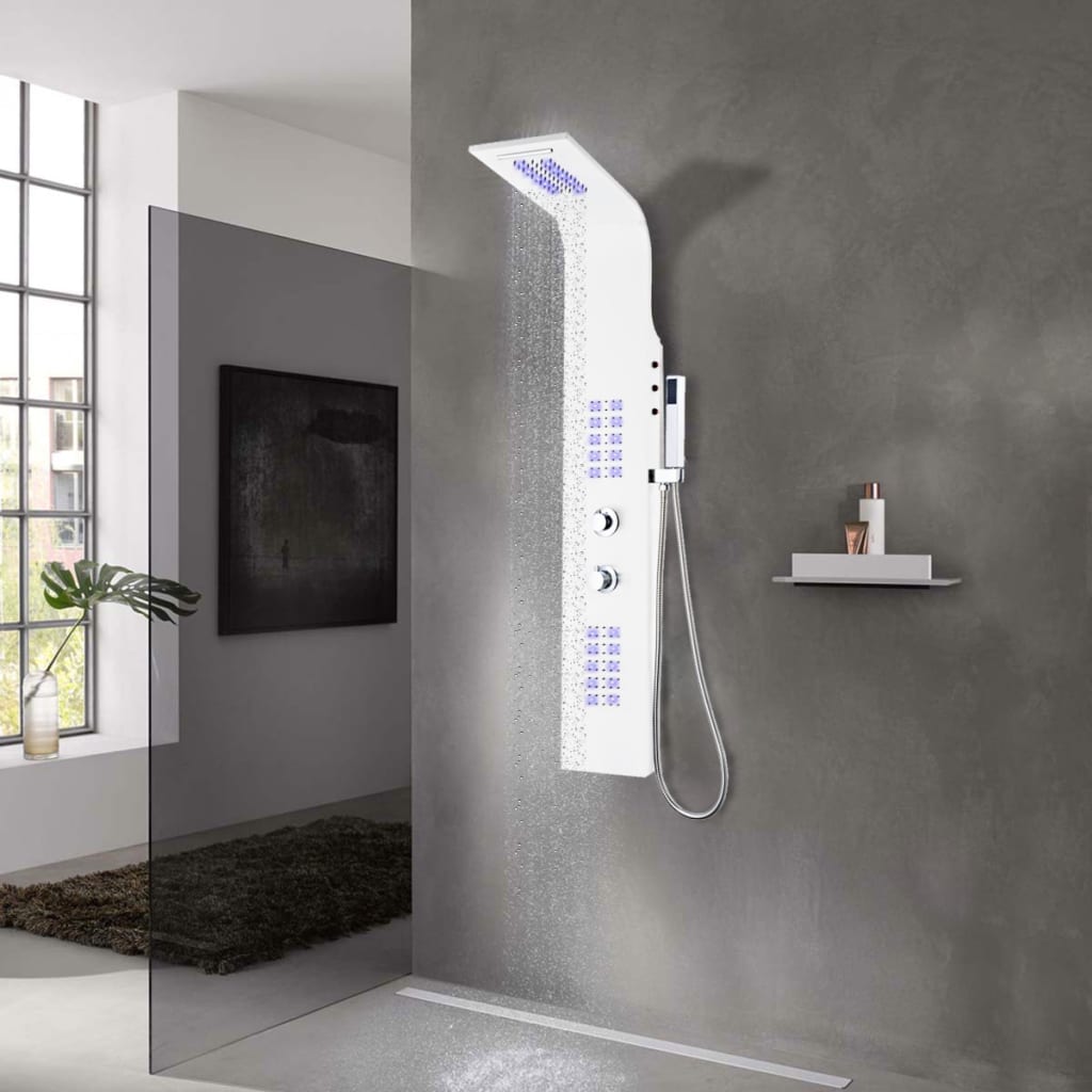 VXL8718475605775_m_en_hd_1.jpg vidaXL Sprchový panel, hliník 20x44x130 cm, biely – Obrázok 1