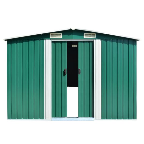 vidaXL Záhradná kôlňa 257x580x181 cm, kov, zelená – Obrázok 5