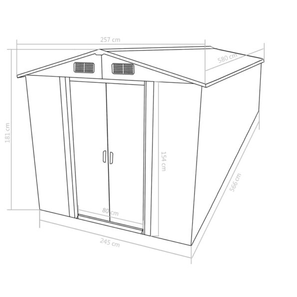 vidaXL Záhradná kôlňa 257x580x181 cm, kov, zelená – Obrázok 9