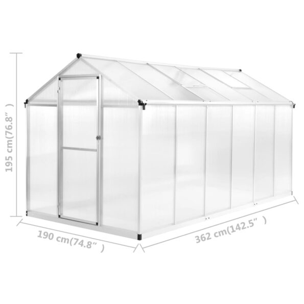 vidaXL Skleník, hliník 362x190x195 cm 13,41 m³ – Obrázok 12