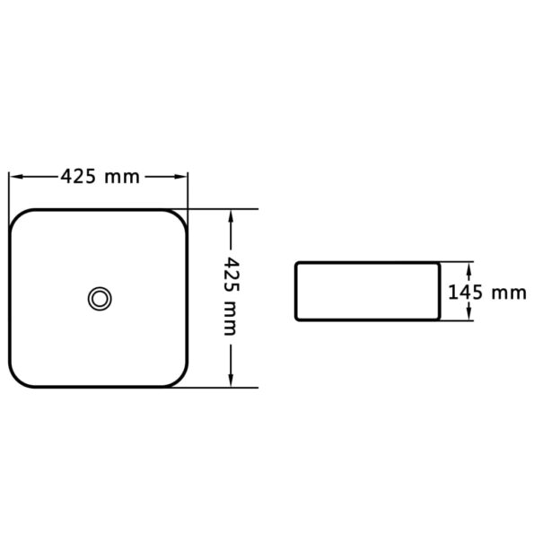 vidaXL Umývadlo 42,5x42,5x14,5 cm keramické biele – Obrázok 6