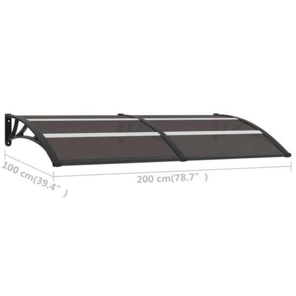 vidaXL Vchodová strieška, čierna 200x100 cm, PC – Obrázok 6