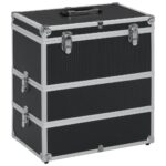 vidaXL Kufrík na make-up čierny 37x24x40 cm hliníkový