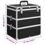 vidaXL Kufrík na make-up čierny 37x24x40 cm hliníkový – Obrázok 9