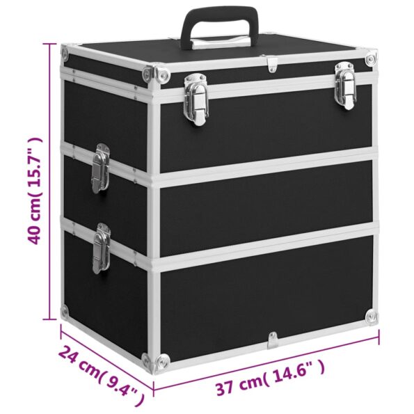 vidaXL Kufrík na make-up čierny 37x24x40 cm hliníkový – Obrázok 9