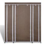 vidaXL Látkový šatník s priečinkami a tyčami 45x150x176 cm, hnedý – Obrázok 3