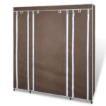 vidaXL Látkový šatník s priečinkami a tyčami 45x150x176 cm, hnedý – Obrázok 4