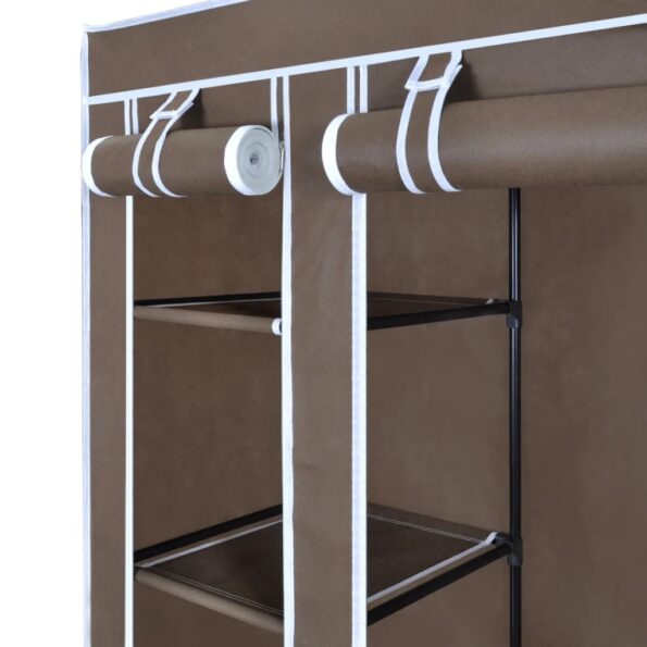 vidaXL Látkový šatník s priečinkami a tyčami 45x150x176 cm, hnedý – Obrázok 5