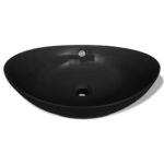 Čierne luxusné keramické umývadlo oválne s prepadom 59 x 38,5 cm – Obrázok 3