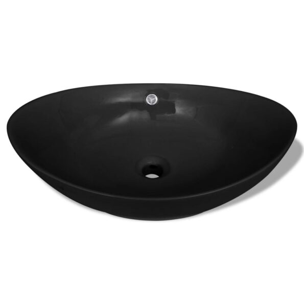 Čierne luxusné keramické umývadlo oválne s prepadom 59 x 38,5 cm – Obrázok 3