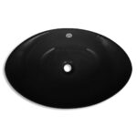 Čierne luxusné keramické umývadlo oválne s prepadom 59 x 38,5 cm – Obrázok 4