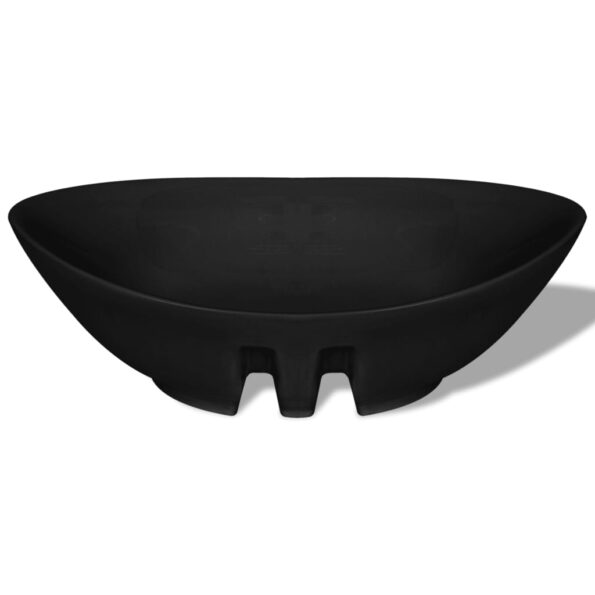 Čierne luxusné keramické umývadlo oválne s prepadom 59 x 38,5 cm – Obrázok 6