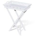vidaXL Príručný stolík s podnosom, biely – Obrázok 2