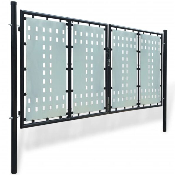 vidaXL Čierna jednokrídlová plotová bránka 300x125 cm – Obrázok 2