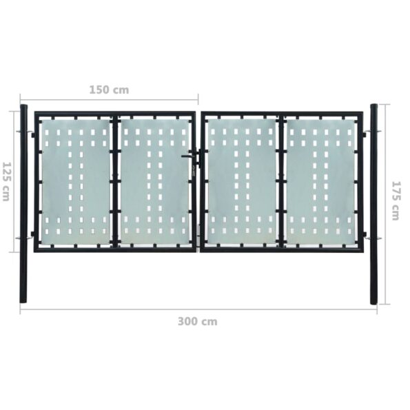 vidaXL Čierna jednokrídlová plotová bránka 300x125 cm – Obrázok 5
