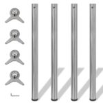 Stolové nohy s nastaviteľnou výškou, brúsený nikel 870 mm 4 ks