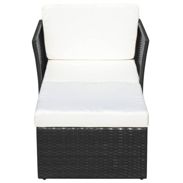 vidaXL Záhradné kreslo s taburetkou, polyratan, čierna – Obrázok 4