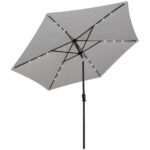 vidaXL Závesný záhradný slnečník s LED 3 m, pieskovo biely – Obrázok 2