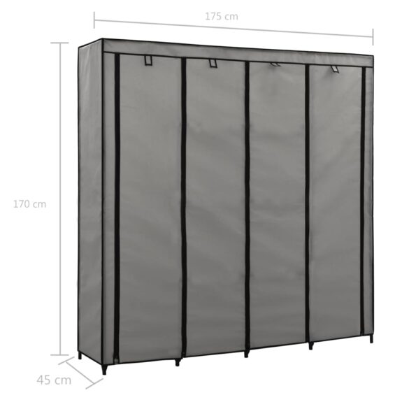 vidaXL Šatník so 4 priehradkami sivý 175x45x170 cm – Obrázok 8