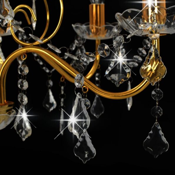 vidaXL Luster s kryštálikmi zlatý okrúhly 6 x E14 – Obrázok 6