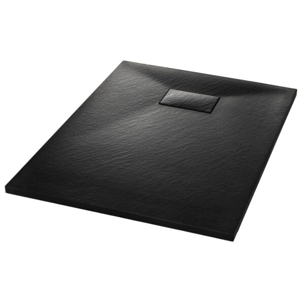 vidaXL Sprchová vanička, SMC, čierna 100x70 cm – Obrázok 2