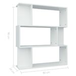 vidaXL Knižnica/deliaca stena, biela 80x24x96 cm, kompozitné drevo – Obrázok 8