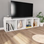 vidaXL Knižnica/TV skrinka, biela 36x30x143 cm, kompozitné drevo – Obrázok 4
