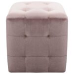 vidaXL Taburetky 2 ks ružové 30x30x30 cm semišová látka – Obrázok 3