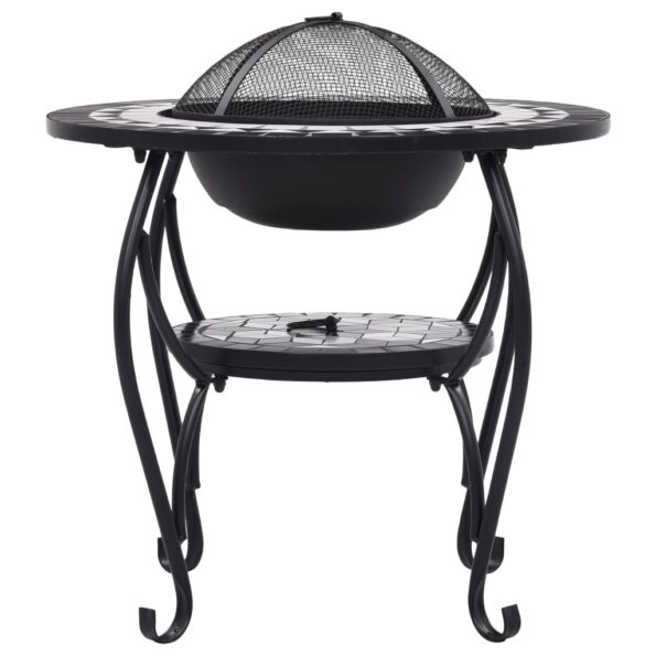vidaXL Mozaikové ohnisko so stolom, čierno biele 68 cm, keramika – Obrázok 5
