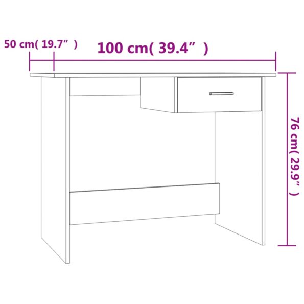 vidaXL Písací stôl, dub sonoma 100x50x76 cm, kompozitné drevo – Obrázok 7