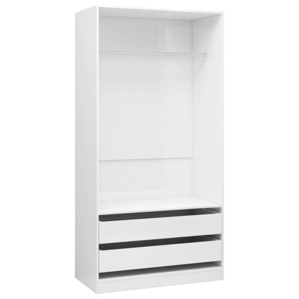vidaXL Šatník, lesklý biely 100x50x200 cm, kompozitné drevo – Obrázok 2