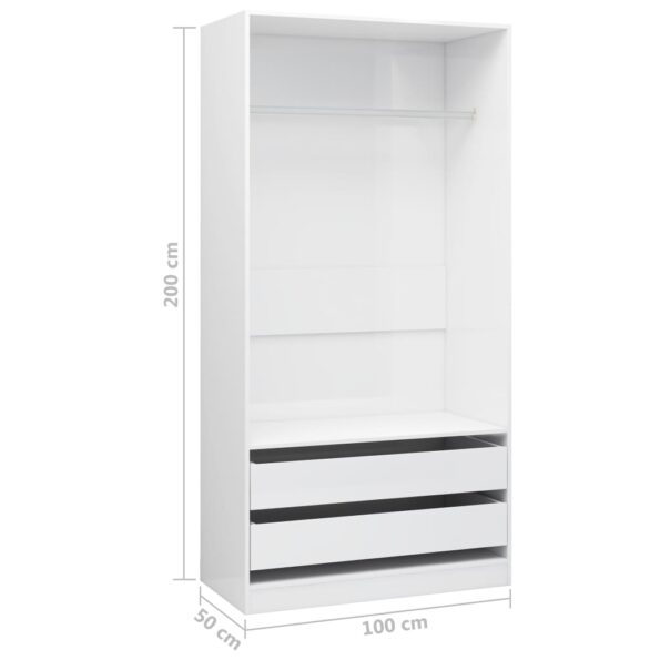 vidaXL Šatník, lesklý biely 100x50x200 cm, kompozitné drevo – Obrázok 6