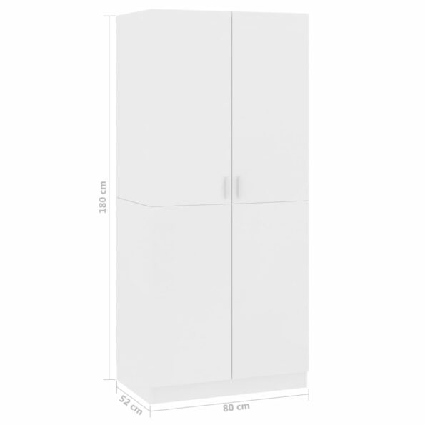 vidaXL Šatník, biely 80x52x180 cm, kompozitné drevo – Obrázok 8
