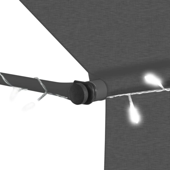 vidaXL Ručne zaťahovacia markíza s LED 150 cm, antracitová – Obrázok 5