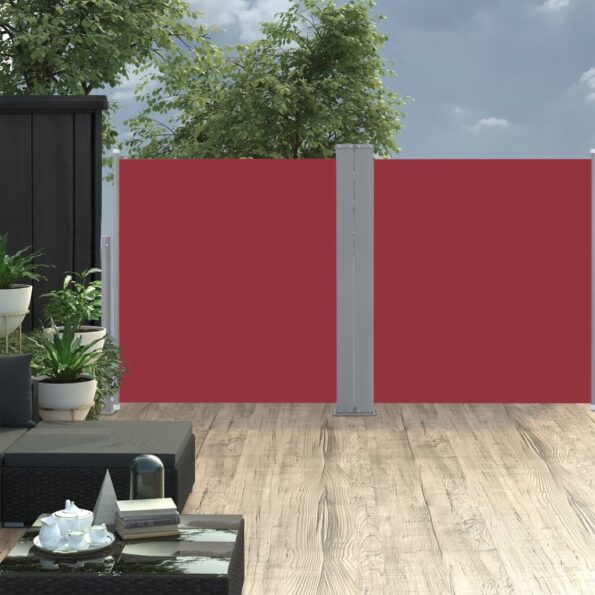 vidaXL Zaťahovacia bočná markíza, červená 100x600 cm – Obrázok 3