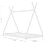vidaXL Detský posteľný rám biely 90x200 cm borovicový masív – Obrázok 7